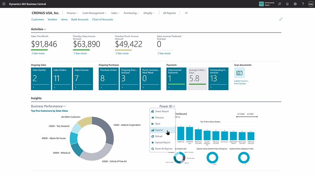 Vista de plataforma ERP para gestión empresarial